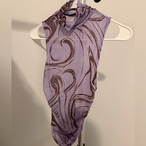 Purple and Brown Swirl Patterned Tank Top